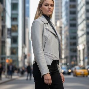 Elegant Women's White Leather Jacket